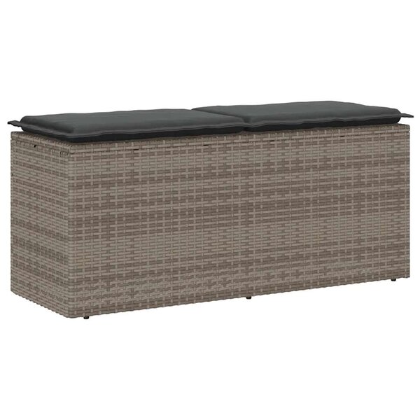 vidaXL Banc de jardin avec coussin gris 110x40x44 cm résine tressée