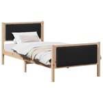 vidaXL Cadre de lit Marron et noir 90 x 190 cm Bois massif en pin