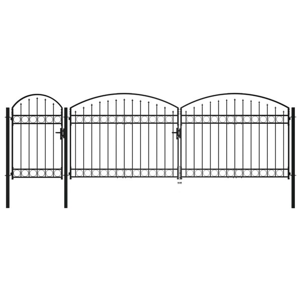 vidaXL Portail de jardin avec dessus arqué Acier 1 75 x 5 m Noir