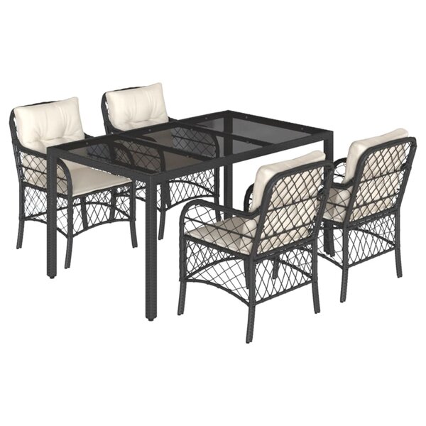 vidaXL Ensemble à manger de jardin coussins 5Pièces Noir Résine tressée