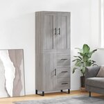 vidaXL Buffet haut Sonoma gris 69 5x34x180 cm Bois d'ingénierie