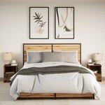 vidaXL Armoires de chevet et lumières LED 2 Pièces chêne fumé