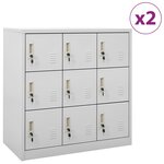 vidaXL Armoires à casiers 2 Pièces Gris clair 90x45x92 5 cm Acier