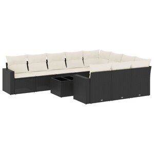 vidaXL Salon de jardin 11 Pièces avec coussins noir résine tressée