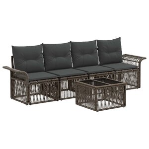 vidaXL Ensemble de canapé de jardin 5 Pièces Gris polyrotin