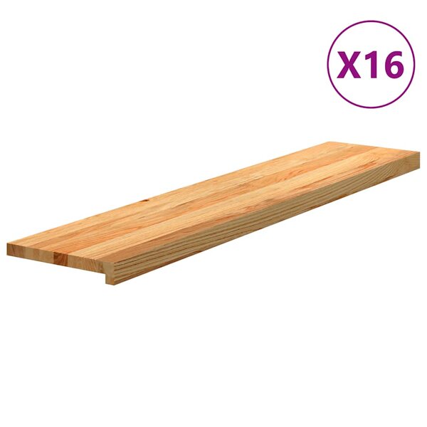 vidaXL Marches d'escalier 16 Pièces marron clair 120x30x2 cm chêne massif