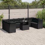 vidaXL Salon de jardin 11 Pièces avec coussins noir résine tressée