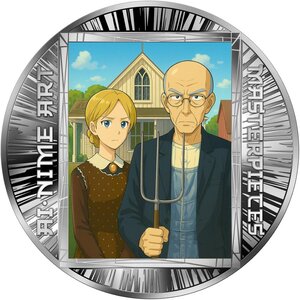 Pièce de monnaie en Argent 500 Francs g 15.57 (1/2 oz) Millésime 2025 AI-nime Art Masterpieces AMERICAN GOTHIC