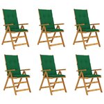 vidaXL Chaises pliables de jardin 6 Pièces avec coussins Bois d'acacia