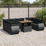vidaXL Salon de jardin 10 Pièces avec coussins noir résine tressée