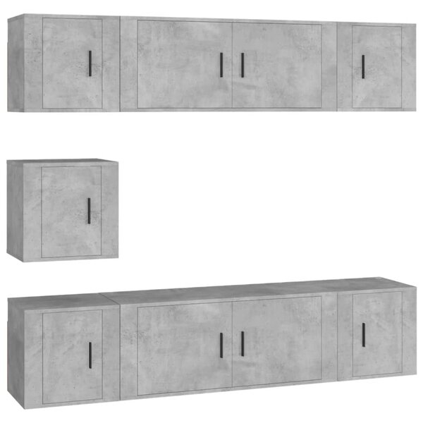 vidaXL Ensemble de meubles TV 7 Pièces Gris béton Bois d'ingénierie
