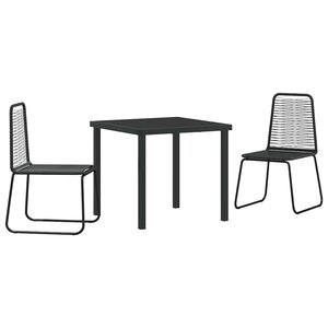 vidaXL Ensemble de salle à manger pour jardin 3 Pièces Noir