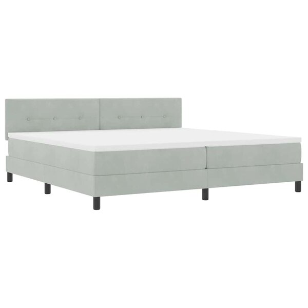 Lit à ressort vidaXL avec matelas Gris clair 200x200 cm Velours