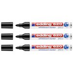 Marqueur pour Tableaux blancs 620 Noir Corps Alu Pointe Ronde 1 5-3 mm x 3 EDDING