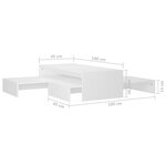 vidaXL Set tables basses gigognes Blanc 100x100x26 5 cm Aggloméré