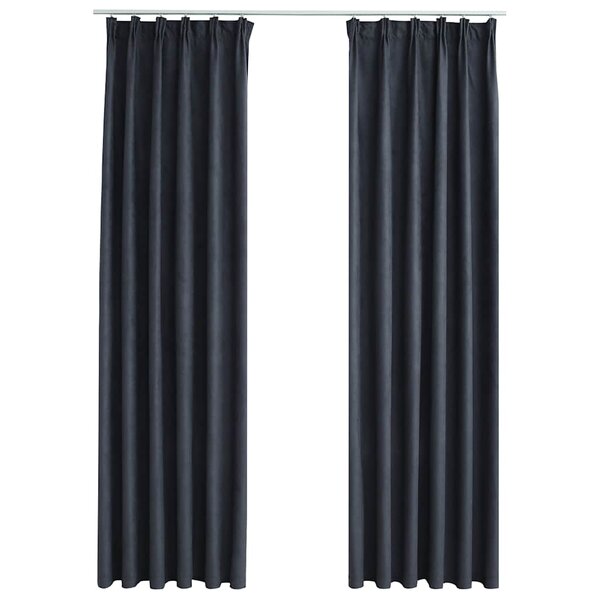 vidaXL Rideaux occultants avec crochets 2 Pièces Anthracite 140x225 cm