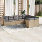 vidaXL Salon de jardin avec coussins 9 Pièces beige résine tressée