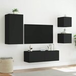 vidaXL Meuble TV muraux 4 Pièces avec lumières LED noir