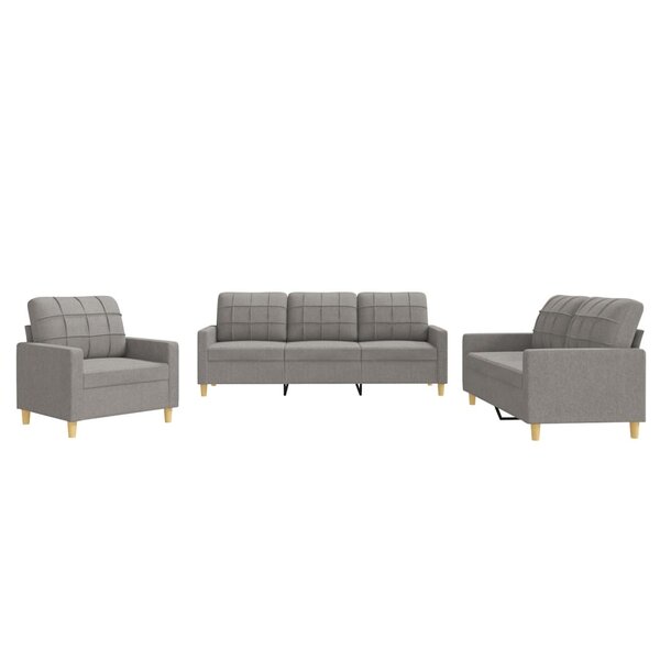 vidaXL Ensemble de canapés 3 Pièces avec coussins Taupe Tissu