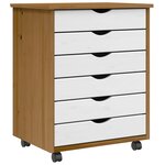 vidaXL Armoire roulante avec tiroirs MOSS bois de pin marron miel