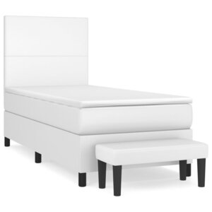vidaXL Sommier à lattes de lit avec matelas Blanc 90x190 cm Similicuir