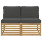 vidaXL 2 Pièce Sofa de milieu extérieur Bois d'Acacia Massif Blanc