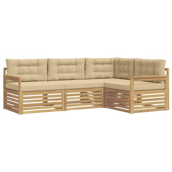 vidaXL Ensemble de canapés d'extérieur 5 Pièces Blanc et Beige Polyester
