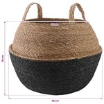 vidaXL Pot de plante avec poignées 2 pc Noir Ø 45 x 36 cm