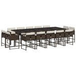 vidaXL Ensemble à manger de jardin avec coussins 15 Pièces marron rotin