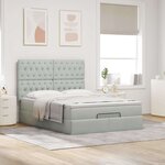 vidaXL Cadre de lit ottoman avec matelas gris clair 140x200 cm velours