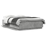 vidaXL Cadre de lit avec LED sans matelas gris béton 150x200 cm