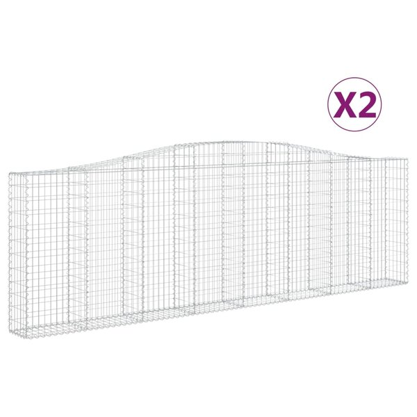 vidaXL Paniers à gabions arqués 2 Pièces 400x30x120/140 cm Fer galvanisé
