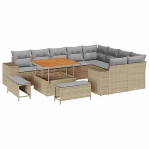 vidaXL Ensemble de canapé de jardin 12 Pièces Beige polyrotin