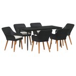 vidaXL Ensemble de salle à manger pour jardin 7 Pièces Noir polyrotin