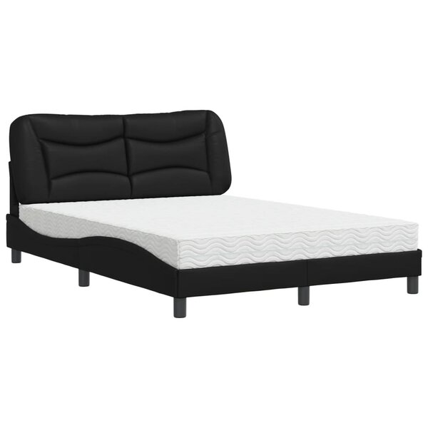 vidaXL Lit avec matelas noir 140x190 cm similicuir