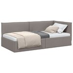 vidaXL Cadre de lit d'angle Taupe 90 x 200 cm tissu