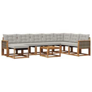 vidaXL Ensemble de canapés d'extérieur 9 Pièces Naturel et Gris clair