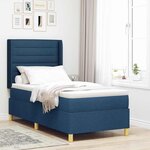 vidaXL Lit à ressorts avec bandes LED Bleu 90 x 190 cm tissu