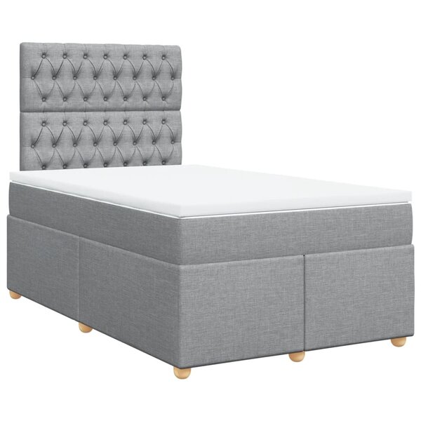 vidaXL Sommier à lattes de lit et matelas gris clair 120x190 cm tissu