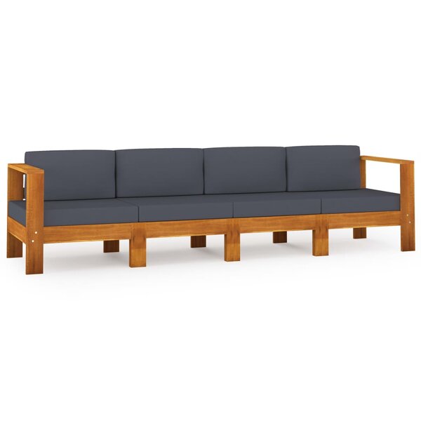 vidaXL Canapé de jardin 4 places et coussins gris foncé bois d'acacia