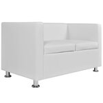 vidaXL Jeu de canapé à 2 places et à 3 places Cuir synthétique Blanc