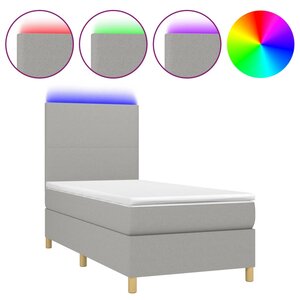 vidaXL Sommier à lattes de lit avec matelas et LED Gris clair 90x200cm