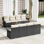 vidaXL Ensemble de canapé de jardin avec coussin 7 Pièces Noir et Crème