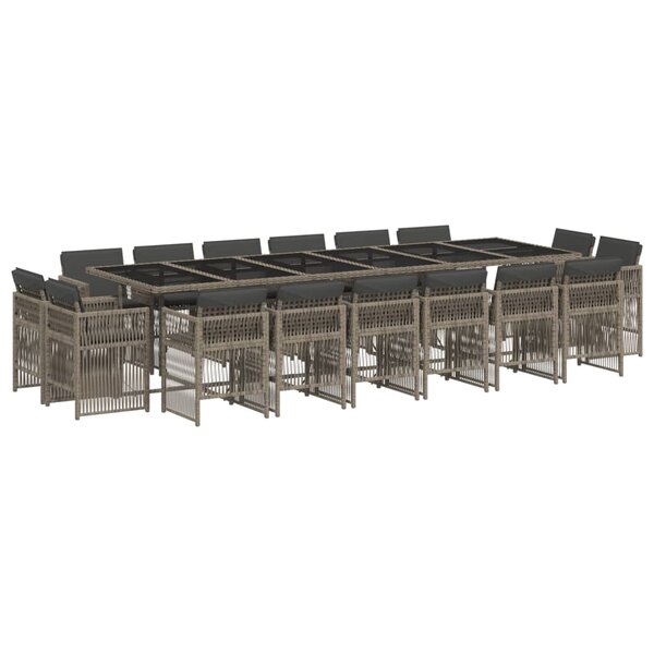 vidaXL Ensemble à manger de jardin 17 Pièces et coussins résine tressée