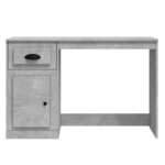 vidaXL Bureau avec tiroir gris béton 115x50x75 cm bois d'ingénierie