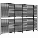 vidaXL Cloison de séparation 6 panneaux noir résine tressée