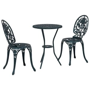 vidaXL Ensemble bistro de jardin 3 pc Vert Aluminium