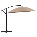 Parasol déporté type Shanghai - diametre 3m - strucutre aluminium avec polyester 220gr - Taupe - HYOTY