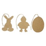 6 décorations de Pâques - lapin  poulet  oeuf - 10 cm