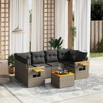 vidaXL Salon de jardin avec coussins 7 Pièces gris résine tressée